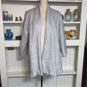 Eileen Fisher Light Grey Womens Alpaca Wool Open Front Sweater XL
